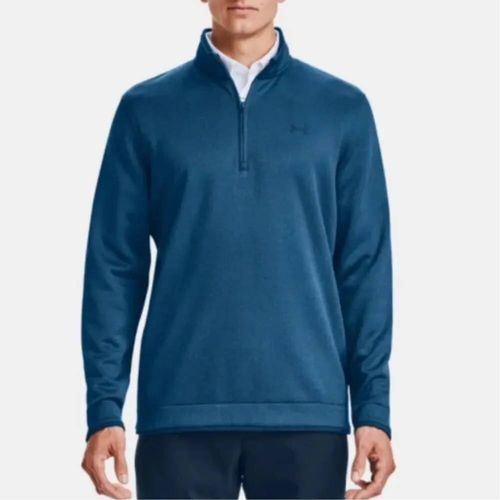 Under Armour Mens Blue Storm 1/2 Zip Pullover Golf Fleece Sweater Medium Teal